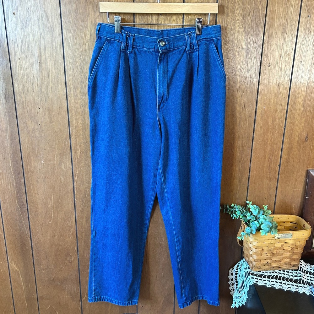 Vintage Women's Dickies Pleated Baggy Fit Denim Jeans Blue Size 40x30